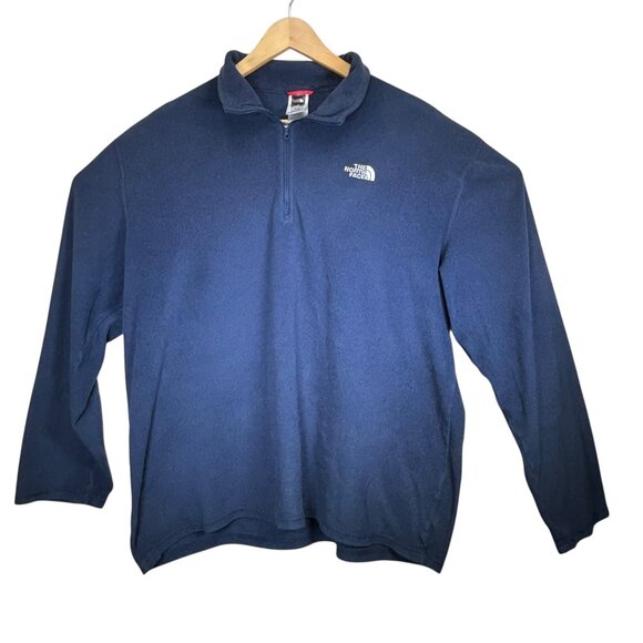 THE NORTH FACE Pullover Fleece Men's XL Navy Blue 1/4 Zip Layer *FLAW - Picture 1 of 5